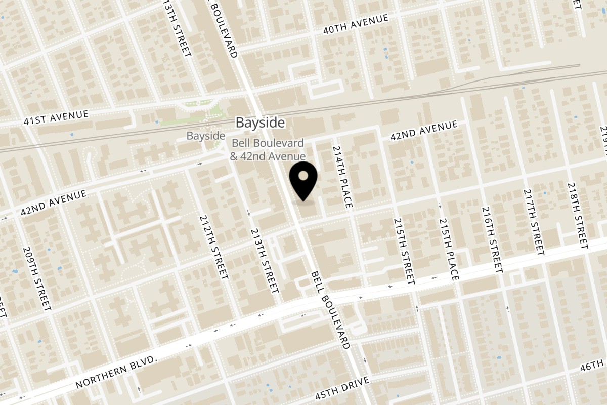 Map showing the location of Erawan on 42-31 Bell Blvd in Flushing